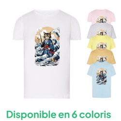 Chat Samouraï Vague - T-shirt adulte et enfant