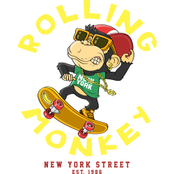 Singe Skate Rolling Monkey